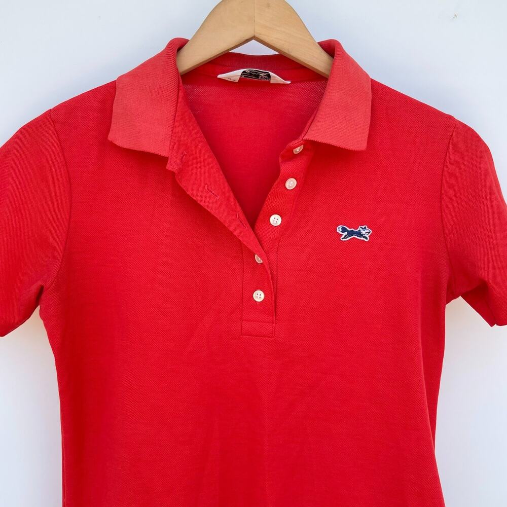 Vintage 80s JCPenney Fox Knit Polo XS-S Red Preppy Academia Minimalist Tennis - Picture 4 of 9